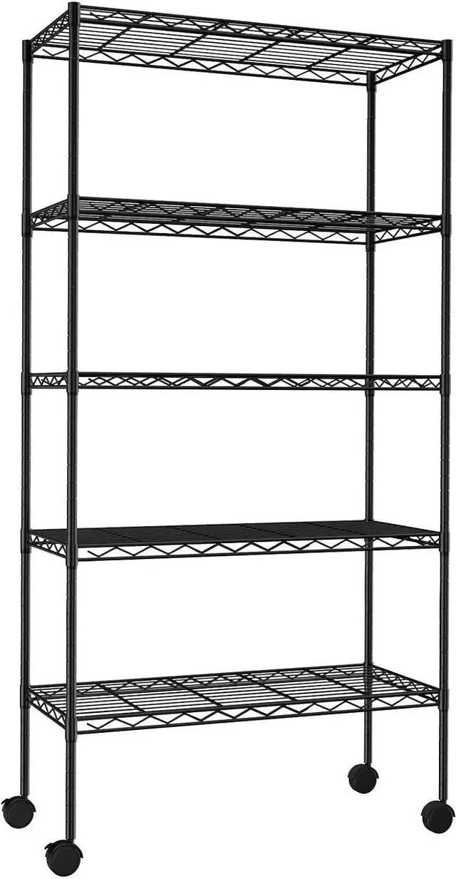 Main image of 5 Tier Wire Shelving Unit with Wheels, 30 x 14 x 61 Metal Rack