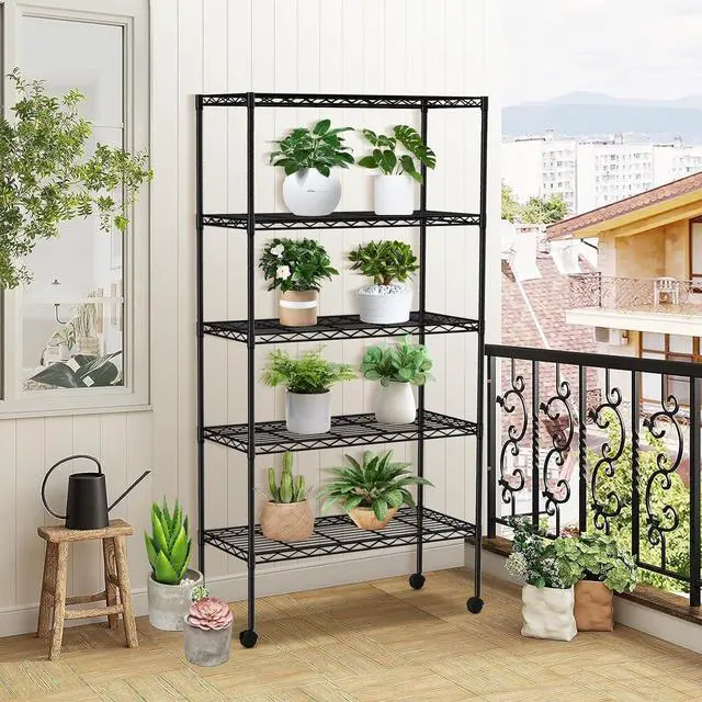 Alt view image 7 of 7 - 5 Tier Wire Shelving Unit with Wheels, 30 x 14 x 61 Metal Rack