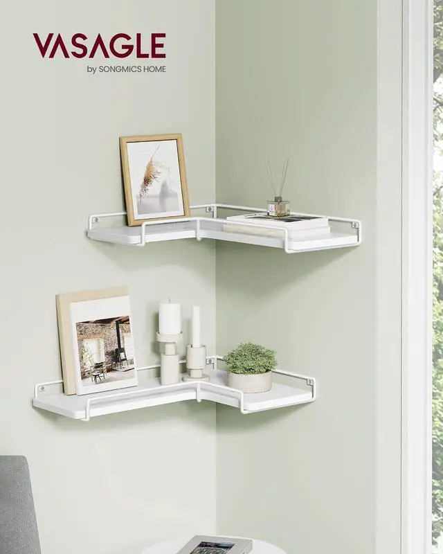Alt view image 2 of 6 - VASAGLE Corner Shelf Wall Mount Set of 2, Small Corner Floating Shelves