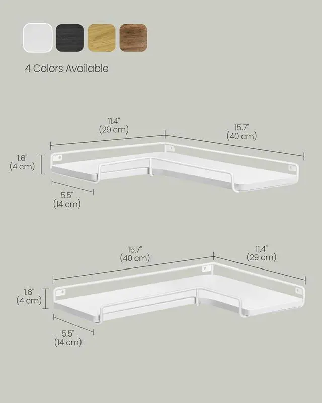 Alt view image 3 of 6 - VASAGLE Corner Shelf Wall Mount Set of 2, Small Corner Floating Shelves