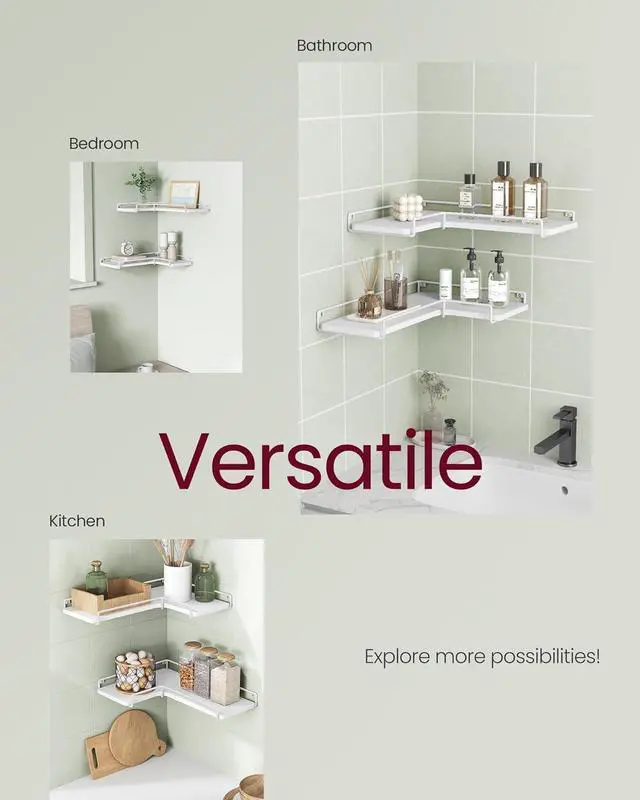 Alt view image 4 of 6 - VASAGLE Corner Shelf Wall Mount Set of 2, Small Corner Floating Shelves