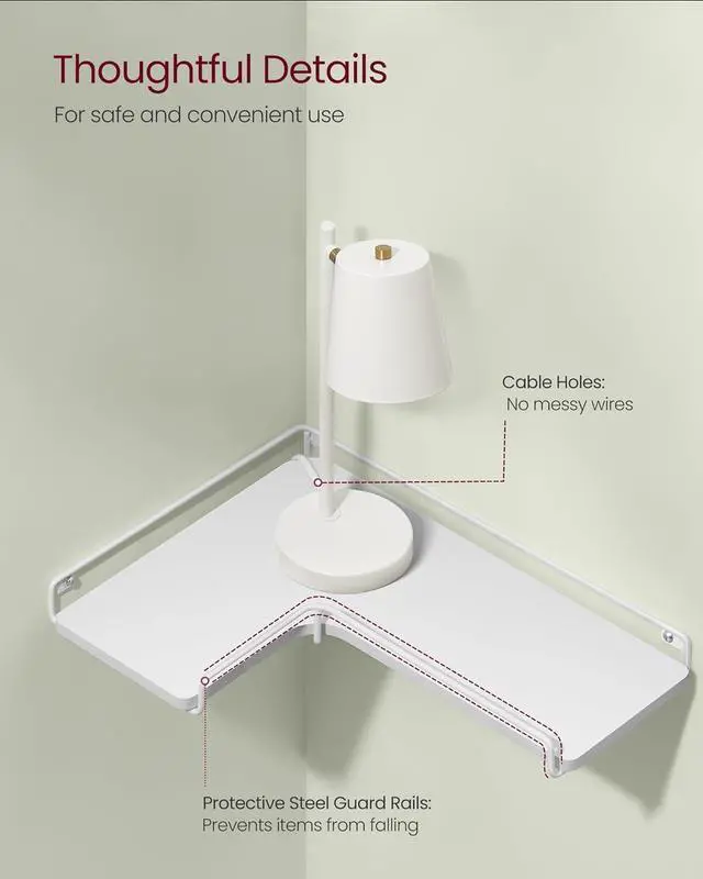 Alt view image 5 of 6 - VASAGLE Corner Shelf Wall Mount Set of 2, Small Corner Floating Shelves