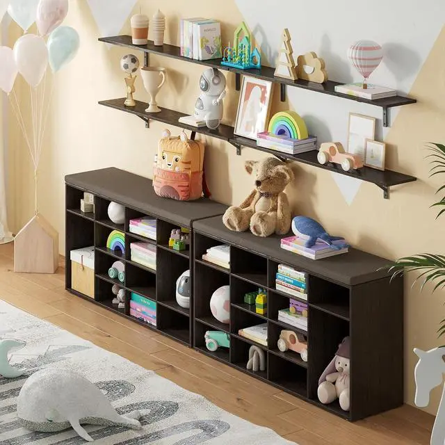 Alt view image 6 of 7 - DINZI LVJ Long Wall Shelves, 55.1Inch Wooden Floating Shelves with Brackets