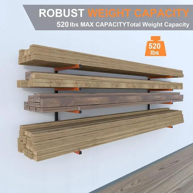 Alt view image 6 of 7 - Lumber Storage Rack Wall Mount, Foldable 8-Level Wood Storage Rack