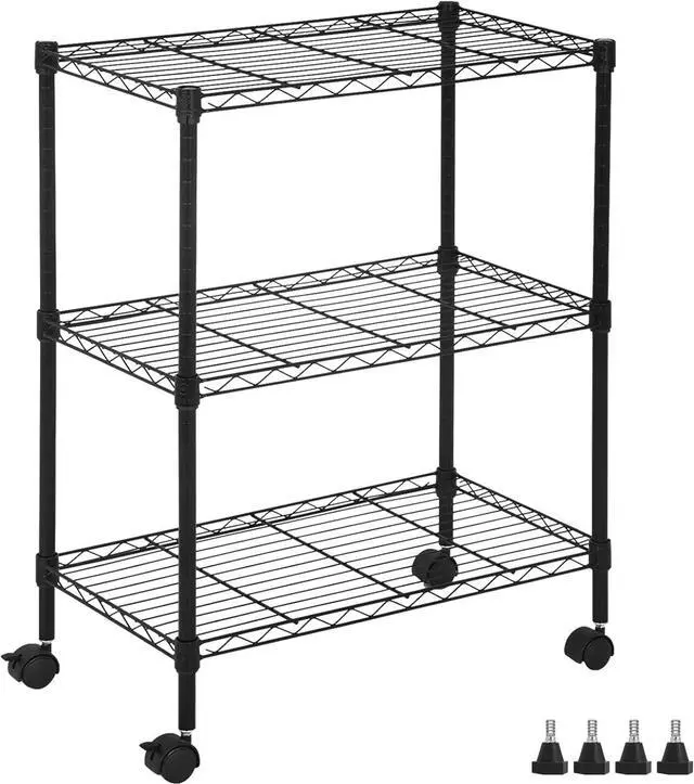 Main image of Wire Shelving Unit with Wheels, 3 Tier Adjustable Rack