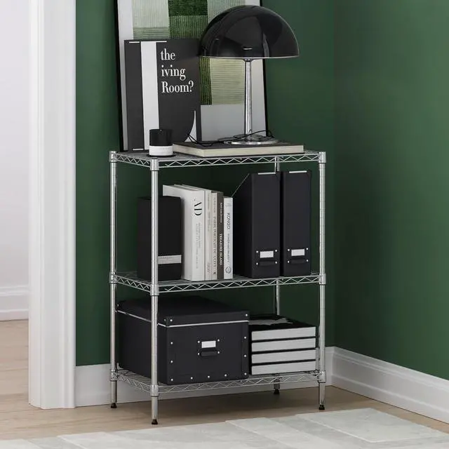 Alt view image 3 of 6 - Furinno Wayar 3-Tier Metal Storage Shelf Rack, 23 x 13 x 30, Stainless Steel