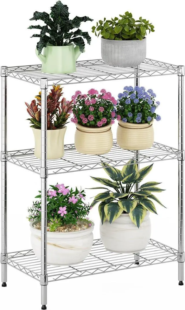 Alt view image 5 of 6 - Furinno Wayar 3-Tier Metal Storage Shelf Rack, 23 x 13 x 30, Stainless Steel