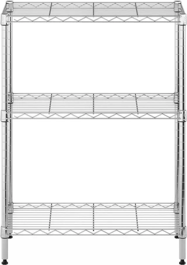 Alt view image 6 of 6 - Furinno Wayar 3-Tier Metal Storage Shelf Rack, 23 x 13 x 30, Stainless Steel
