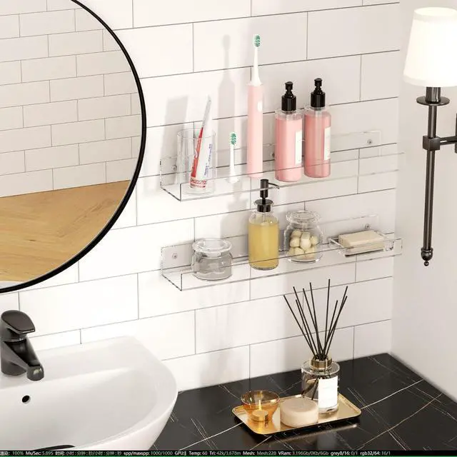 Alt view image 5 of 6 - 18'' Clear Acrylic Bookshelf 2 Pack, Acrylic Floating Book Shelves, Wall Mounting Invisible Ledge Book Shelf