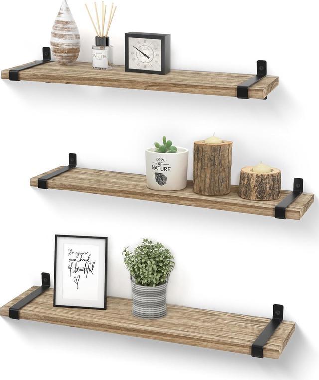 Wall Shelves Wood Floating Shelves, 2 Tier Storage Shelves order Bathroom Shelf Kitchen Spice Rack with 8 Hooks,White YJ