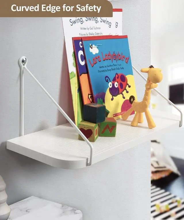 Alt view image 5 of 6 - Afuly White Floating Shelves for Wall, Shelf with Brackets, Set of 2