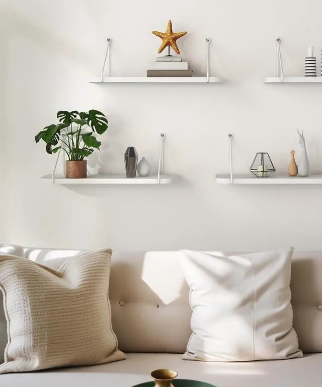 Alt view image 2 of 6 - Afuly White Floating Shelves for Wall, Shelf with Brackets, Set of 2