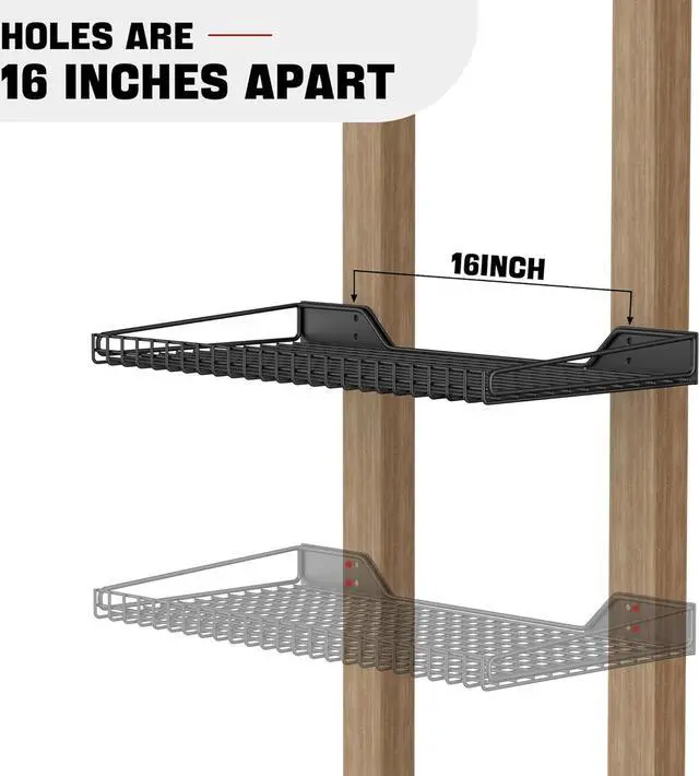 Alt view image 4 of 7 - Ultrawall Wall Mounted Storage Shelf for Garage, 2 Pack Metal Shelf Rack