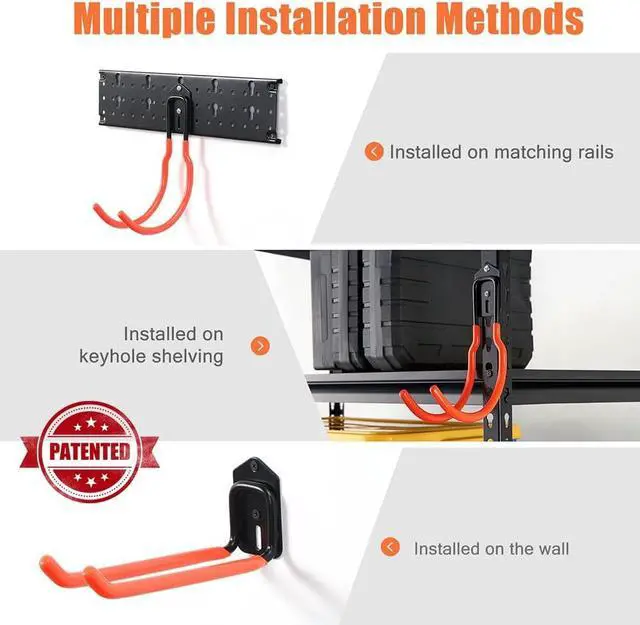 Alt view image 2 of 7 - Ultrawall Multi-Storage Garage Hooks, Wall-Mounted Garden Tool Organizer