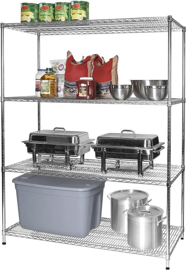 Alt view image 5 of 5 - 24" Deep x 42" Wide x 54" High 4 Tier Chrome Wire Shelving Kit | NSF Commercial Storage Rack Unit