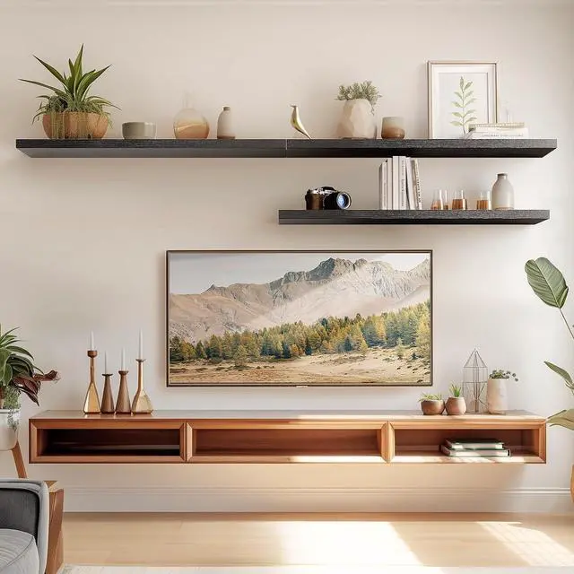 Alt view image 2 of 7 - Amada 32 Inch Floating Shelves with Invisible Brackets, Set of 2, Black
