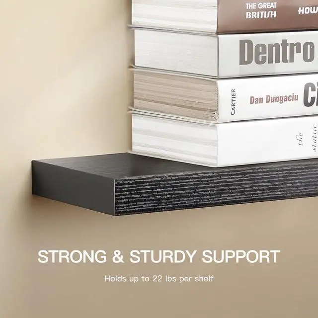 Alt view image 5 of 7 - Amada 32 Inch Floating Shelves with Invisible Brackets, Set of 2, Black
