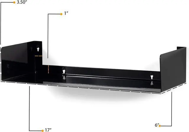 Alt view image 5 of 6 - Wallniture Bali Black Bookshelf and CD DVD Storage Shelf Set of 3, Metal Floating Book Shelves for Wall