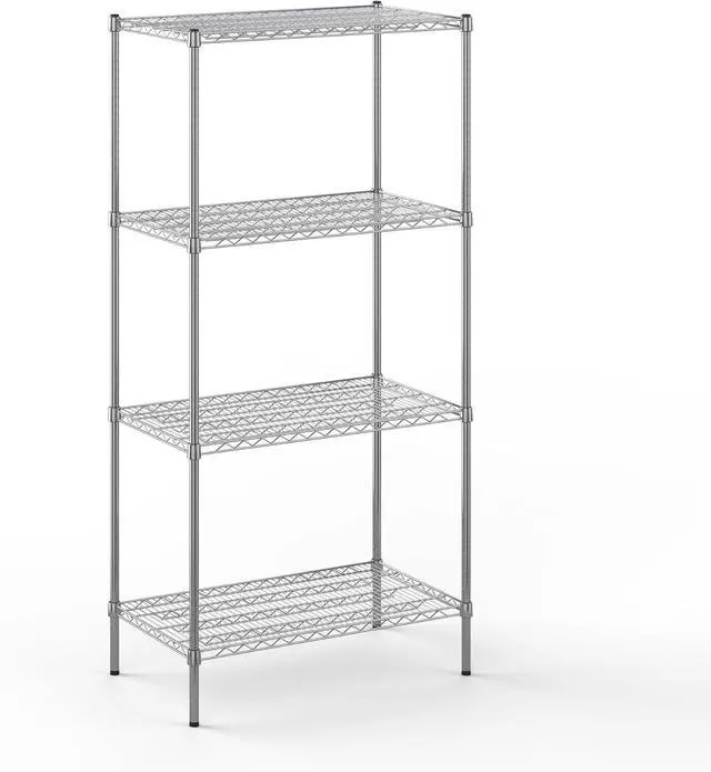 Alt view image 3 of 6 - 21" Deep x 36" Wide x 74" High 4 Tier Chrome Wire Shelving Kit | NSF Commercial Storage Rack Unit