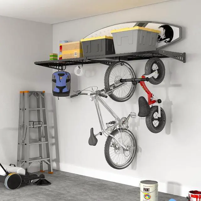 Alt view image 7 of 7 - FLEXIMOUNTS 2 Pack 2x4ft Garage Storage with 4 Hooks, Black