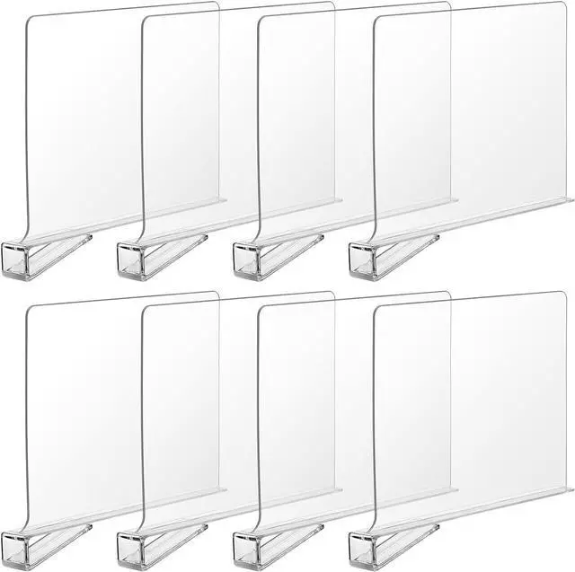 Main image of Boao 8 Pcs Shelf Dividers for Closet Organization Acrylic Clear Shelf Divider Purse Organizer Handbag Separator Bookshelf Divider for Closet Bedroom Kitchen Office Cabinet Bathroom