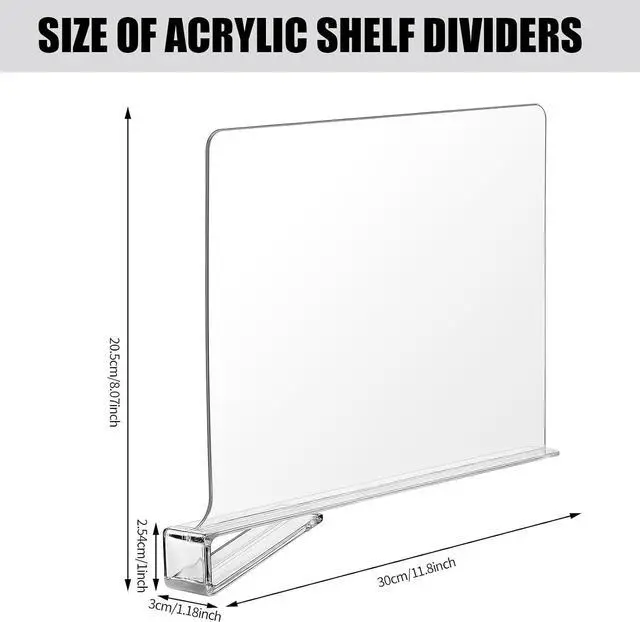 Alt view image 2 of 7 - Boao 8 Pcs Shelf Dividers for Closet Organization Acrylic Clear Shelf Divider Purse Organizer Handbag Separator Bookshelf Divider for Closet Bedroom Kitchen Office Cabinet Bathroom