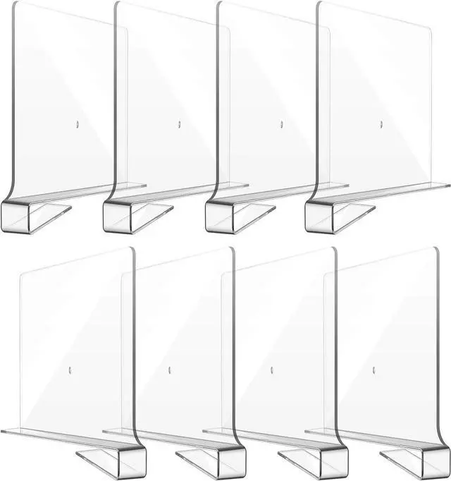 Alt view image 7 of 7 - Boao 8 Pcs Shelf Dividers for Closet Organization Acrylic Clear Shelf Divider Purse Organizer Handbag Separator Bookshelf Divider for Closet Bedroom Kitchen Office Cabinet Bathroom