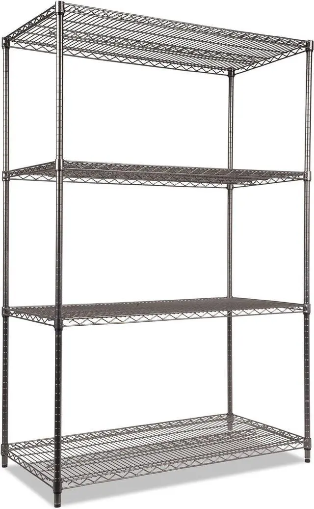 Main image of Alera Wire Shelving Starter Kit, Four-Shelf, 48w x 24d x 72h, Black Anthracite