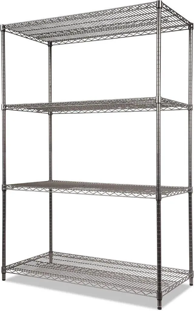 Alt view image 5 of 7 - Alera Wire Shelving Starter Kit, Four-Shelf, 48w x 24d x 72h, Black Anthracite
