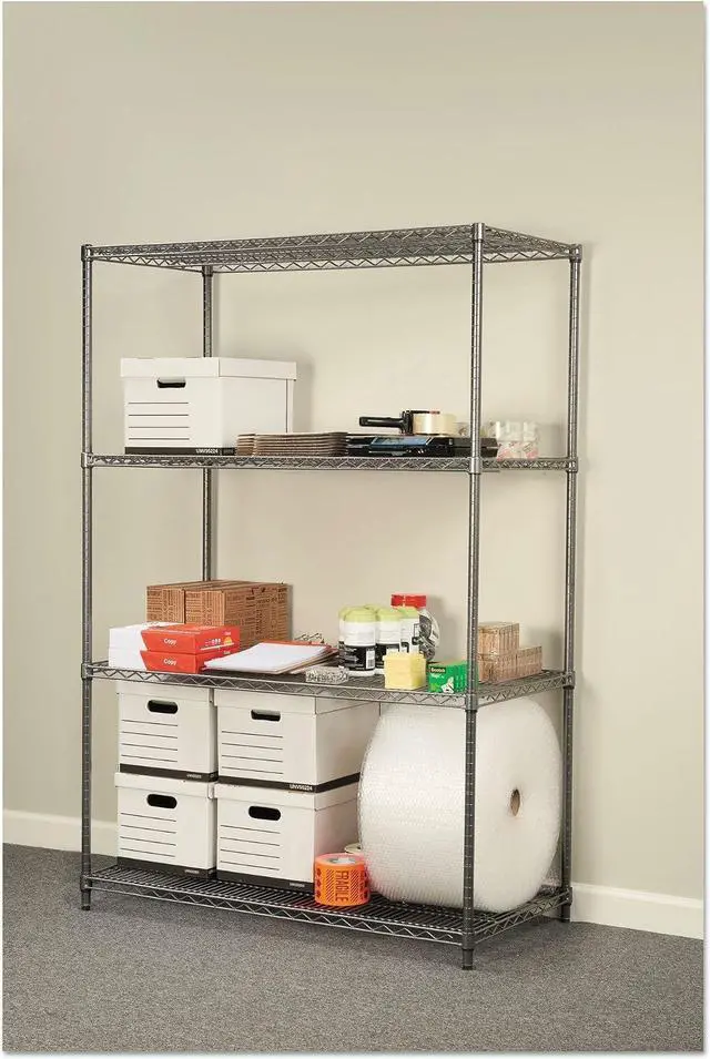 Alt view image 2 of 7 - Alera Wire Shelving Starter Kit, Four-Shelf, 48w x 24d x 72h, Black Anthracite