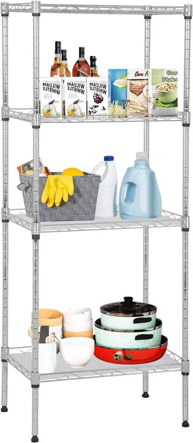 Alt view image 4 of 7 - 4 Tier Storage Shelves, Adjustable Wire Shelf Rack 18 x 12 x 44