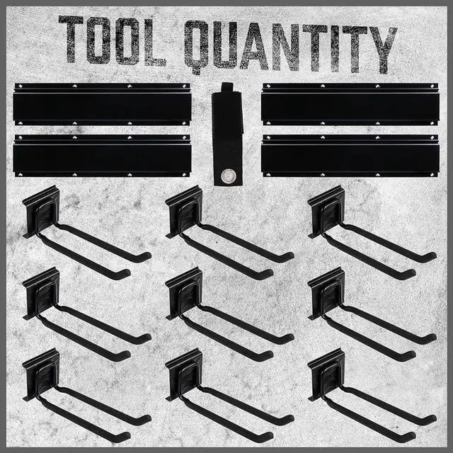 Alt view image 2 of 7 - HORUSDY 64-Inch Heavy Duty Garage Organization Rack, 14 Packs Max Load 600LB, 4 Packs Rails and 9 Adjustable Hooks, Tool Organizer Rack with Heavy Double Hooks Tracks