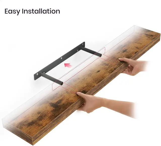Alt view image 5 of 7 - Ballucci Floating Shelves, 36" Wood Wall Shelf Set of 2, with Invisible Brackets for Bathroom, Living Room, Bedroom, Kitchen, Nursery, 6" Deep, Rustic Brown
