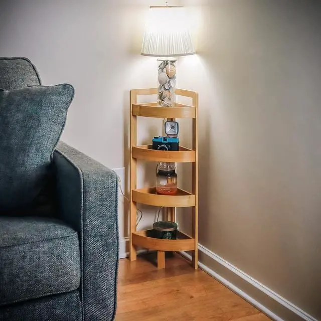 Alt view image 2 of 5 - 31.5" 4 Tier Bamboo Corner Storage Shelf By Trademark Innovations