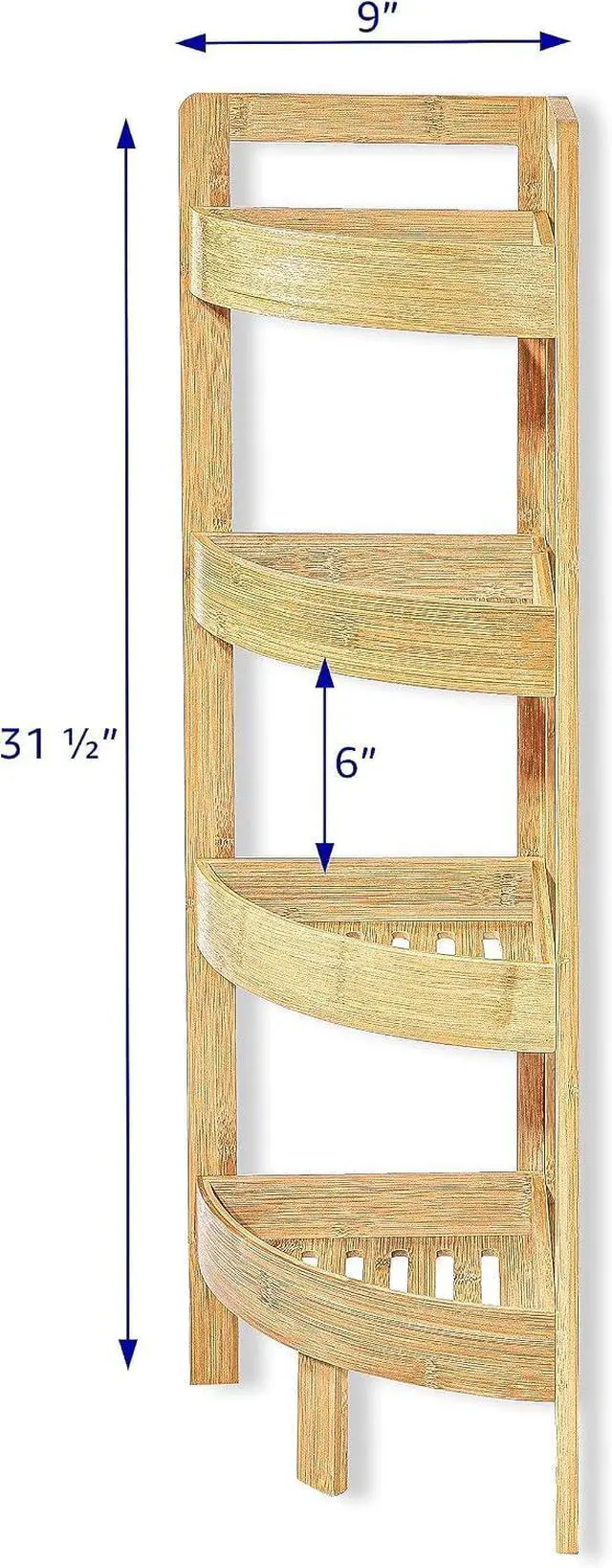 Alt view image 3 of 5 - 31.5" 4 Tier Bamboo Corner Storage Shelf By Trademark Innovations