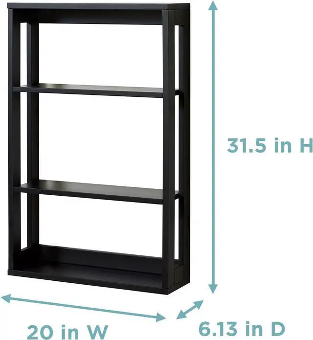 Alt view image 2 of 7 - Zenna Home Wall Mounted Storage Shelf, Wood Space Saving Storage Organizer with 4 Shelves, Shelving Unit for Small Spaces like Bathroom and Kitchen, Black