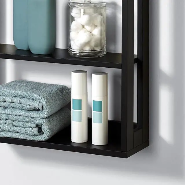 Alt view image 5 of 7 - Zenna Home Wall Mounted Storage Shelf, Wood Space Saving Storage Organizer with 4 Shelves, Shelving Unit for Small Spaces like Bathroom and Kitchen, Black