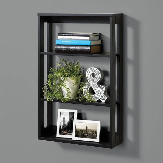 Alt view image 7 of 7 - Zenna Home Wall Mounted Storage Shelf, Wood Space Saving Storage Organizer with 4 Shelves, Shelving Unit for Small Spaces like Bathroom and Kitchen, Black