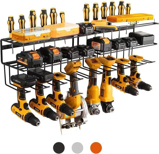 Main image of Power Tool Organizer for Tool Storage,Drill Holer Wall Mount,Storage Rack for Garage Organization, Wall Organizer with Shelf,Heavy Duty for Lifetime Use(2 Pack Black)