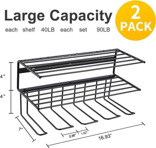Alt view image 3 of 6 - Power Tool Organizer for Tool Storage,Drill Holer Wall Mount,Storage Rack for Garage Organization, Wall Organizer with Shelf,Heavy Duty for Lifetime Use(2 Pack Black)