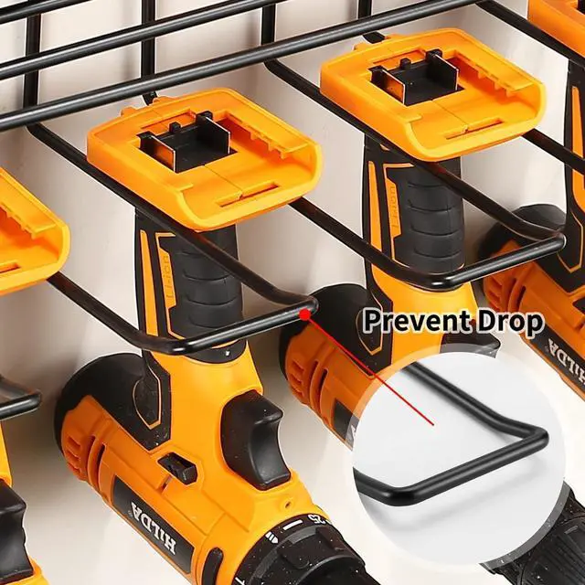 Alt view image 6 of 6 - Power Tool Organizer for Tool Storage,Drill Holer Wall Mount,Storage Rack for Garage Organization, Wall Organizer with Shelf,Heavy Duty for Lifetime Use(2 Pack Black)