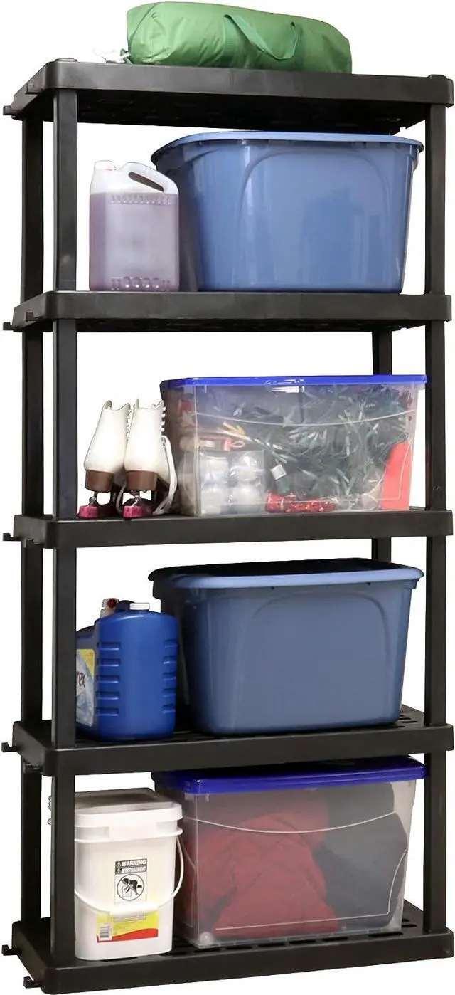 Main image of Koolatron Oskar Small Interlocking Shelving Unit, 5-Tier, Tool-Free Assembly, Heavy Duty Storage Shelf Multipurpose Home Organization System for Garage, Basement, Workshop, Utility Shed, White