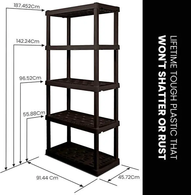 Alt view image 3 of 7 - Koolatron Oskar Small Interlocking Shelving Unit, 5-Tier, Tool-Free Assembly, Heavy Duty Storage Shelf Multipurpose Home Organization System for Garage, Basement, Workshop, Utility Shed, White