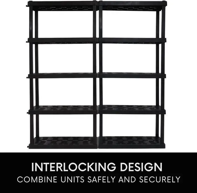 Alt view image 7 of 7 - Koolatron Oskar Small Interlocking Shelving Unit, 5-Tier, Tool-Free Assembly, Heavy Duty Storage Shelf Multipurpose Home Organization System for Garage, Basement, Workshop, Utility Shed, White