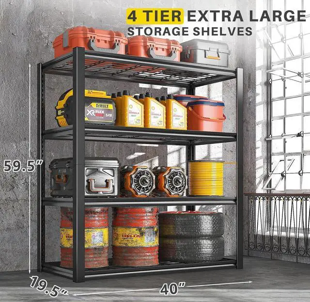 Alt view image 3 of 7 - REIBII 40" W Storage Shelves with Wire Mesh Panels for Garage Organization