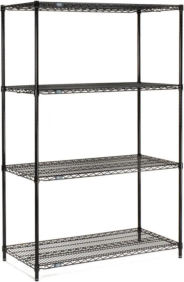 Main image of Nexel 24" x 30" x 63", 4 Tier Adjustable Wire Shelving Unit, NSF Listed Commercial Storage Rack, Black Epoxy Finish, Leveling feet