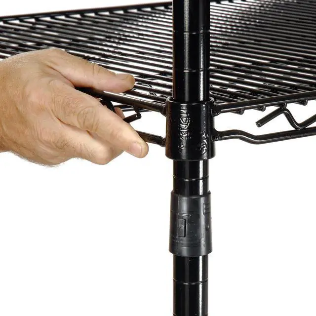 Alt view image 3 of 6 - Nexel 24" x 30" x 63", 4 Tier Adjustable Wire Shelving Unit, NSF Listed Commercial Storage Rack, Black Epoxy Finish, Leveling feet