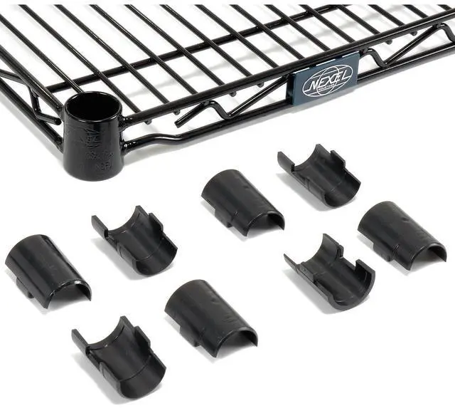 Alt view image 5 of 6 - Nexel 24" x 30" x 63", 4 Tier Adjustable Wire Shelving Unit, NSF Listed Commercial Storage Rack, Black Epoxy Finish, Leveling feet