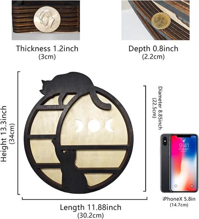 Alt view image 2 of 7 - Cat on The Moon Crystal Display Shelf, Cat Decor for Home Floating Shelve