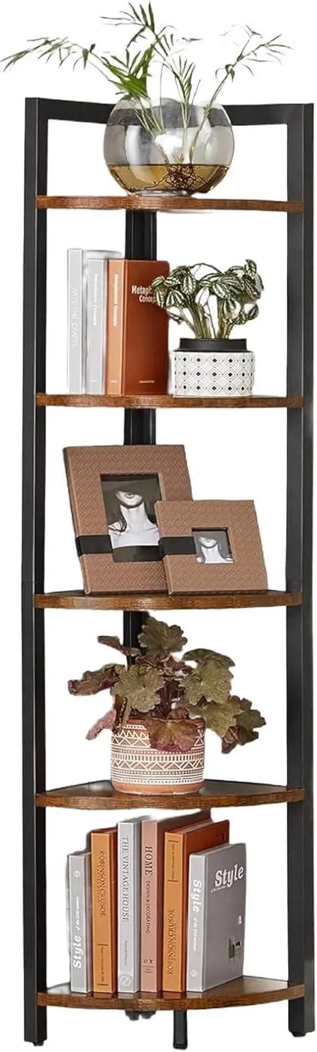 Main image of VASAGLE 5 Tier Corner Shelf, Tall Bookshelf, Plant Stand
